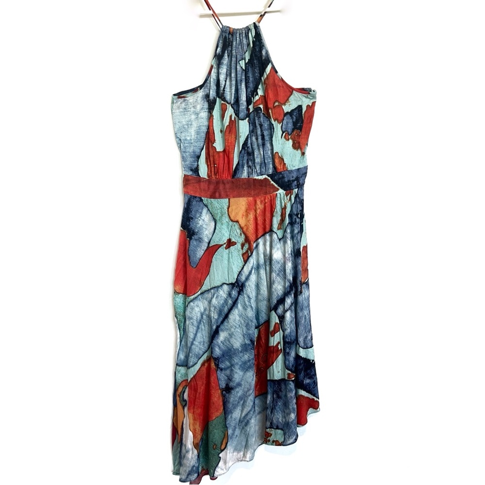 Andrew Marc Asymmetrical Multicolor Halter Dress